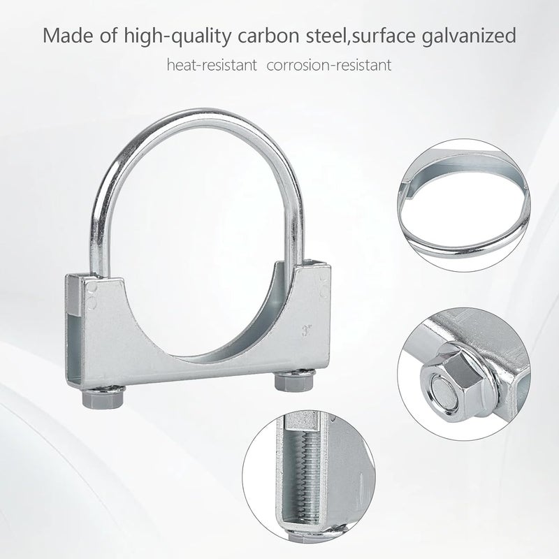 LCGP 1.75" Heavy Duty U Bolt Clamps Saddle Type Anti-corrosion 2 Pack Muffler Clamps - Image 5